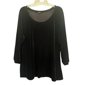J. Jill black velvet top; sz. LG; great condition 3/4 Length Sleeves Stretchy